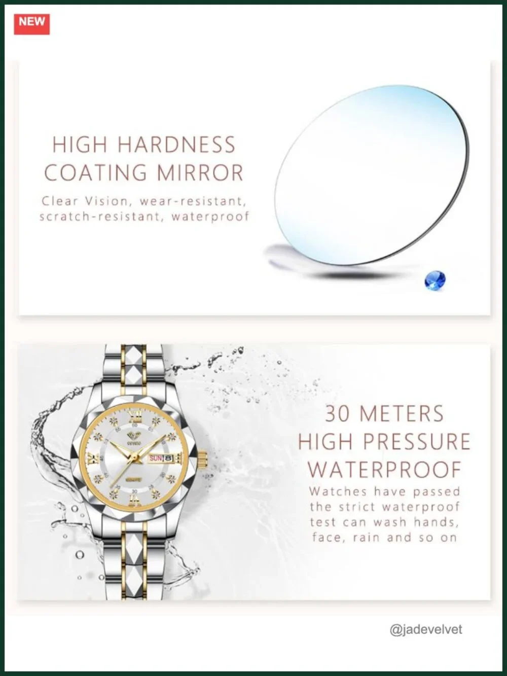 Women's Stainless Steel Dress Watch Waterproof Analog Bracelet